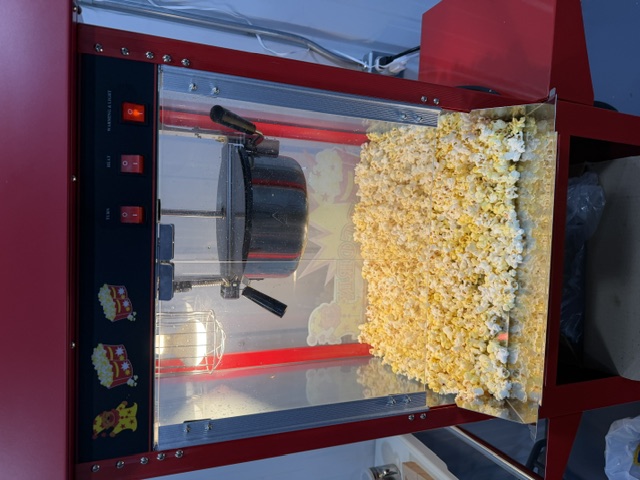 Sharalife facility popcorn machine stocked for student refreshments